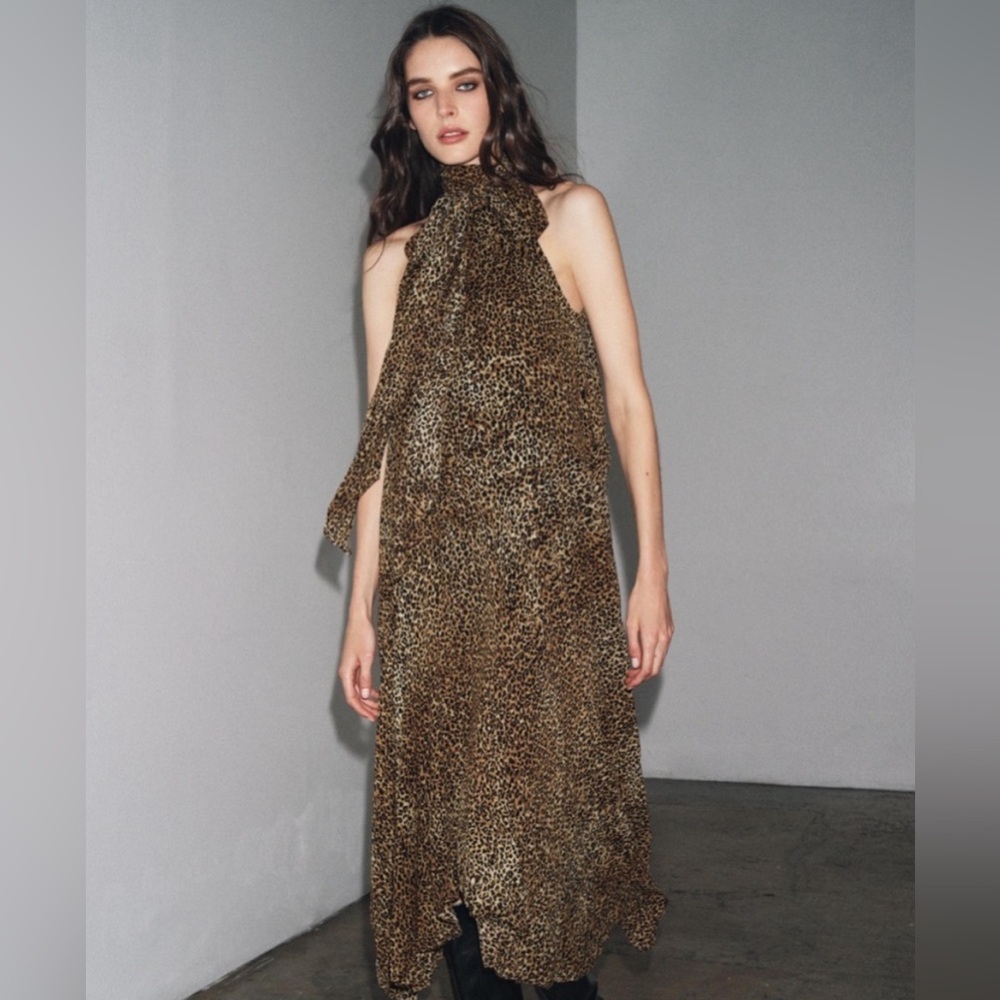 Zara Leopard chic Print Halter Dress